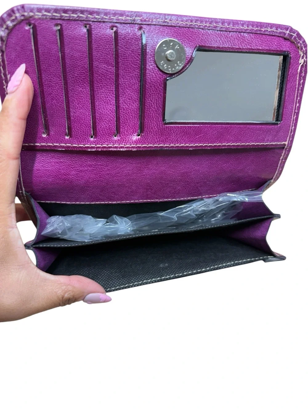 Mexican leather embossed wallet purple